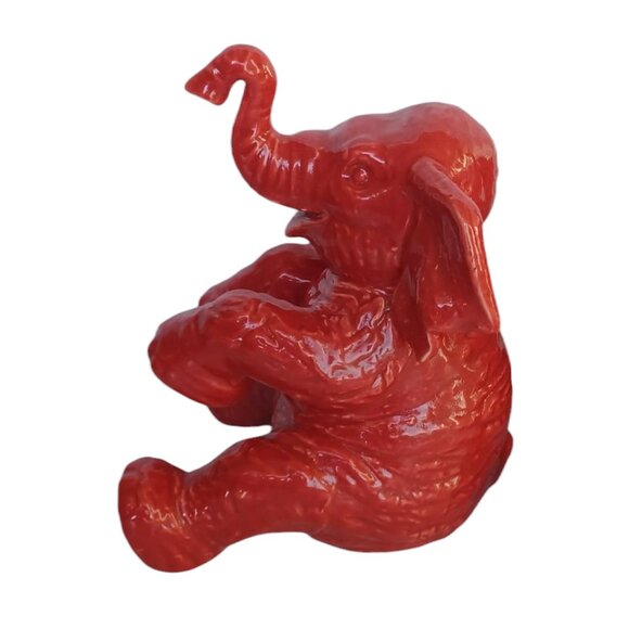 RARE Disney Parks Jungle Cruise Attraction Red Ceramic Elephant Figurine 6" - Picture 6 of 6